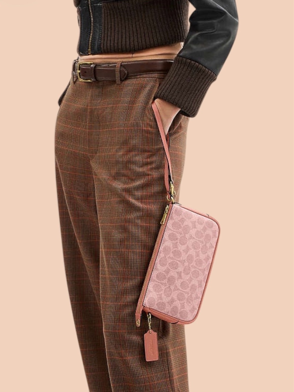 NWT Coach Plaza Bag Signature Canvas Melon Pink CCC42 Wristlet | Shoulder - Picture 7 of 14